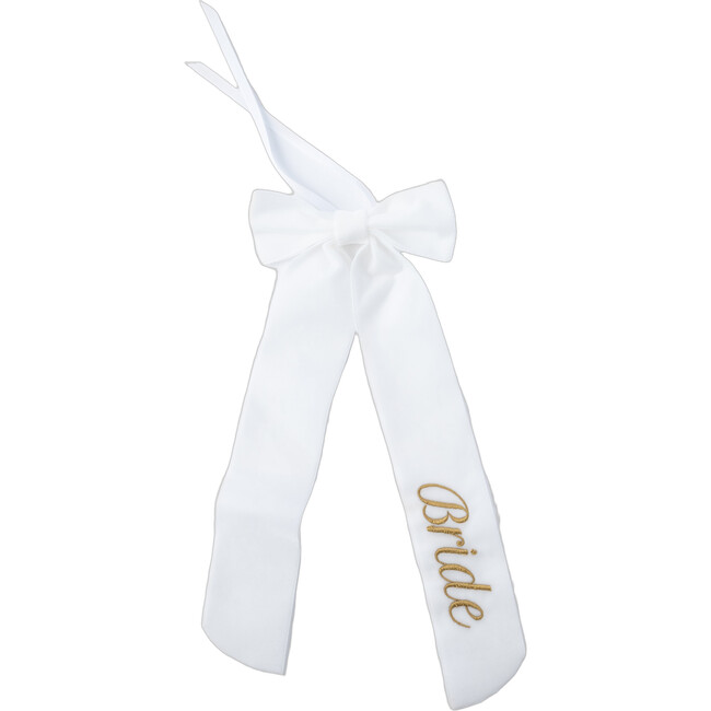 Wine Bow, Bride, White with Gold