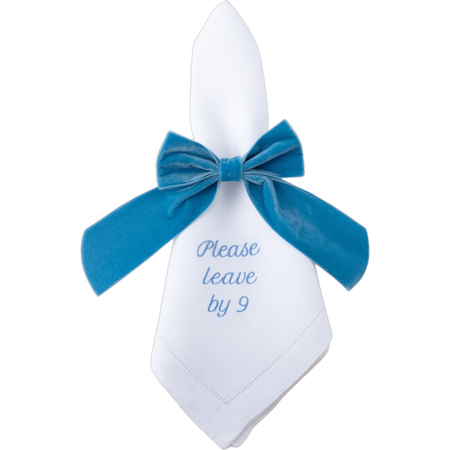 Please Leave by 9 Dinner Napkins, Light Blue