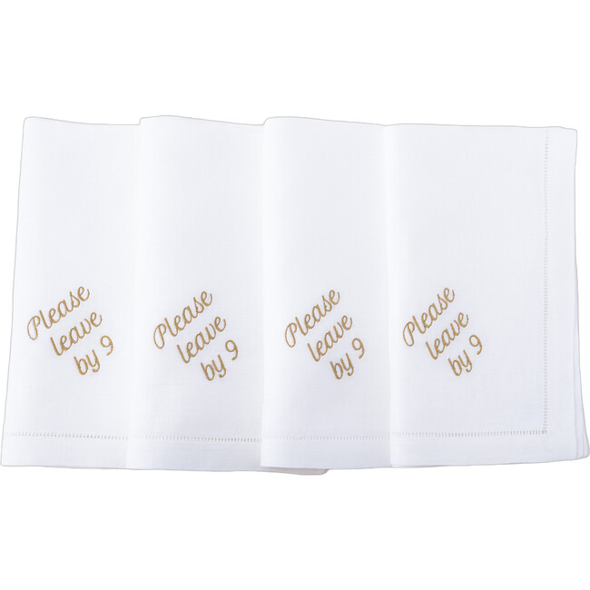 Please Leave by 9 Dinner Napkins, Gold