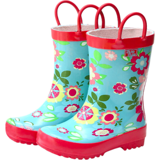 Rain Boots, Blue Floral