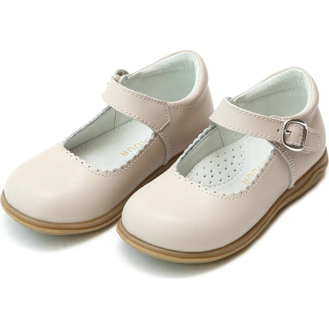 Chloe Classic Scalloped Leather Mary Jane, Almond