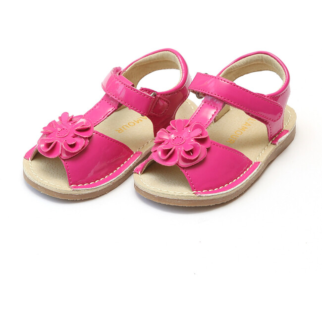 Suzanne T-Strap Sandal, Patent Fuchsia - Sandals - 1