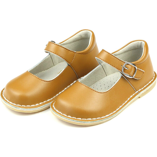 Grace Leather Stitch Down School Mary Jane, Honey Brown