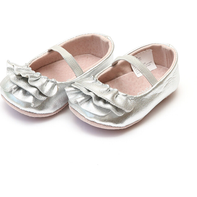 Elsie Soft Leather Ruffle Mary Jane, Silver - Mary Janes - 1