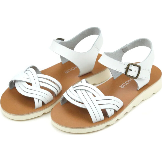 Athena Braided Sandal, White