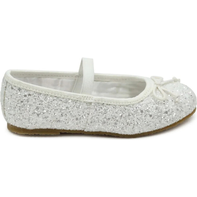 Victoria Sparkle Glitter Flat, White - Flats - 2