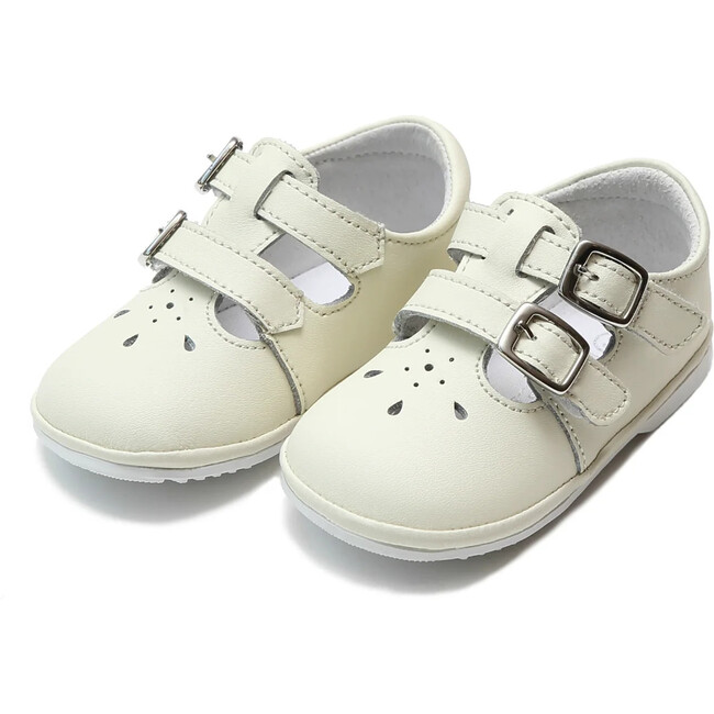 Hattie Double Buckle Leather Mary Jane, Ecru