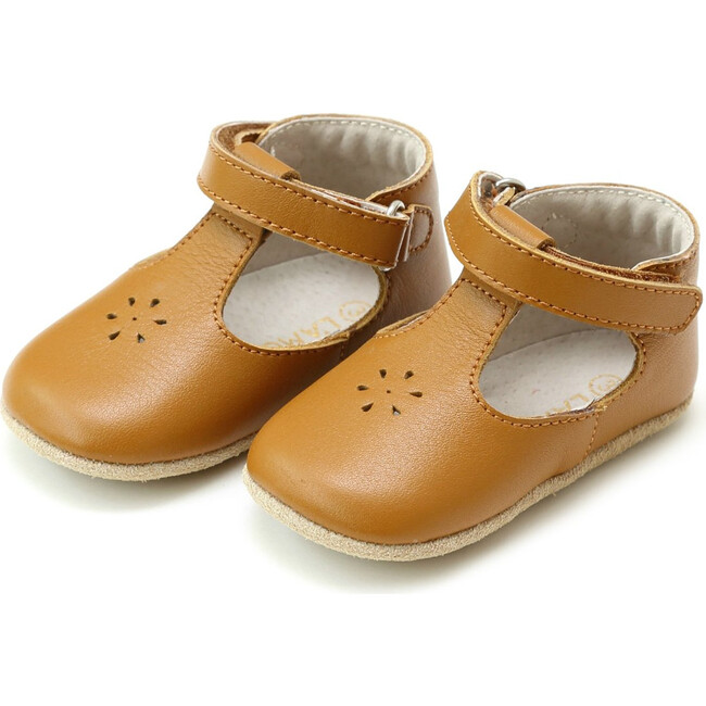 Lisette T-Strap Mary Jane Crib Shoe, Caramel
