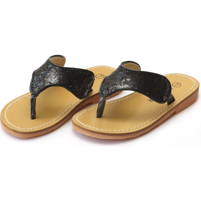 Ramona Glitter Thong Sandal, Black - Sandals - 1