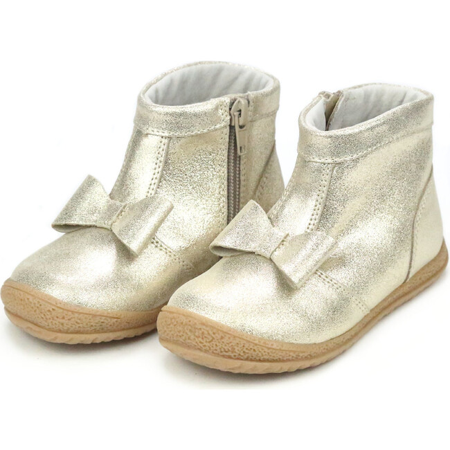 Suede Hilary Bow Boot, Champagne