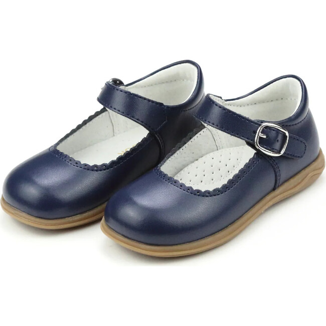 Chloe Classic Scalloped Leather Mary Jane, Navy
