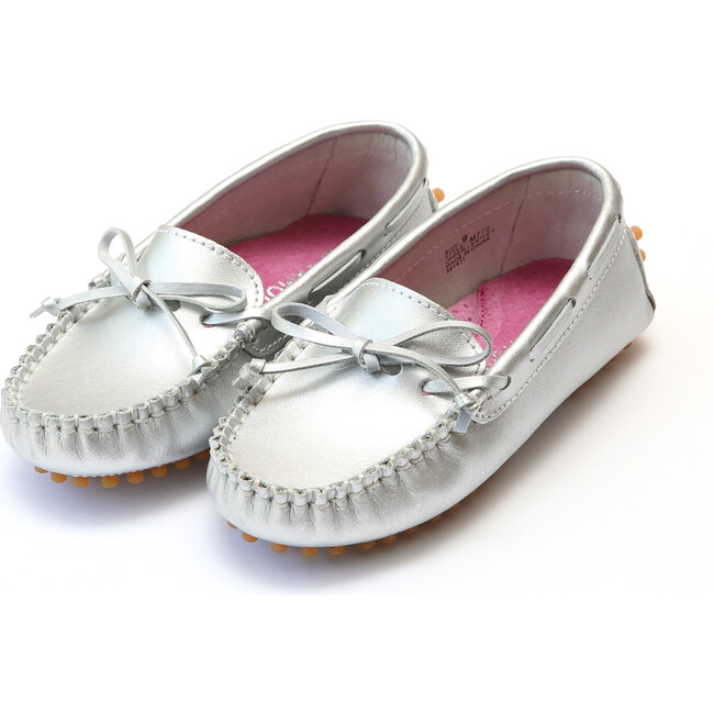 Hayden Leather Driver Moccasin, Silver - Loafers - 1