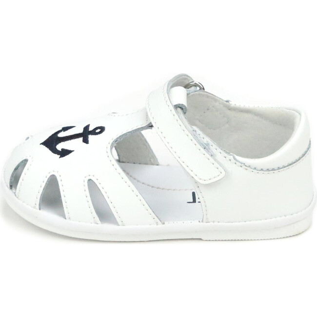 Baby Sawyer Nautical Caged Leather Sandal, White - Sandals - 2