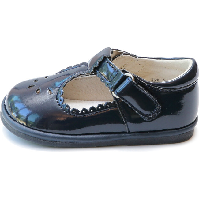 Baby Dottie Scalloped T-Strap Patent Mary Jane, Navy - Crib Shoes - 2