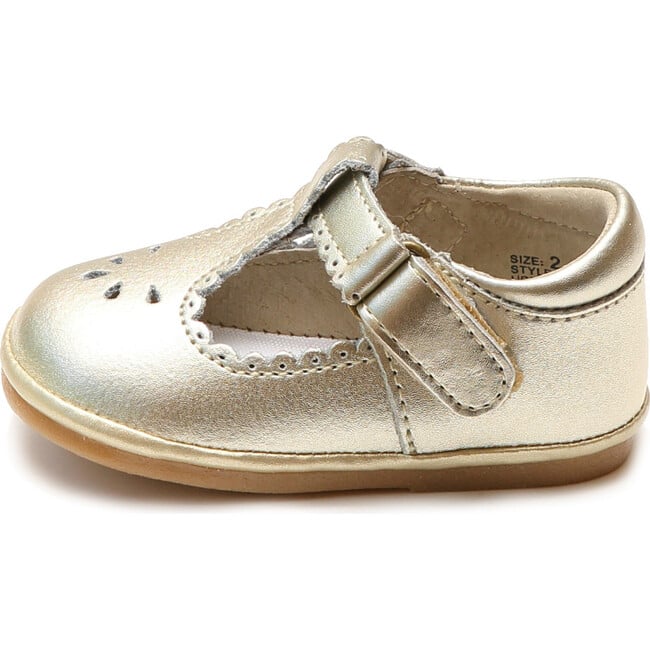 Baby Dottie Scalloped T-Strap Metallic Mary Jane, Gold
