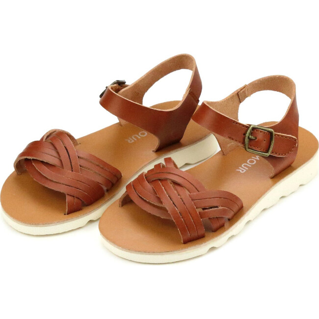 Athena Braided Sandal, Cognac