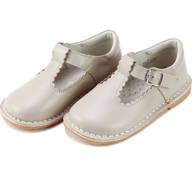 Selina Scalloped T-Strap Stitch Down Mary Jane, Almond