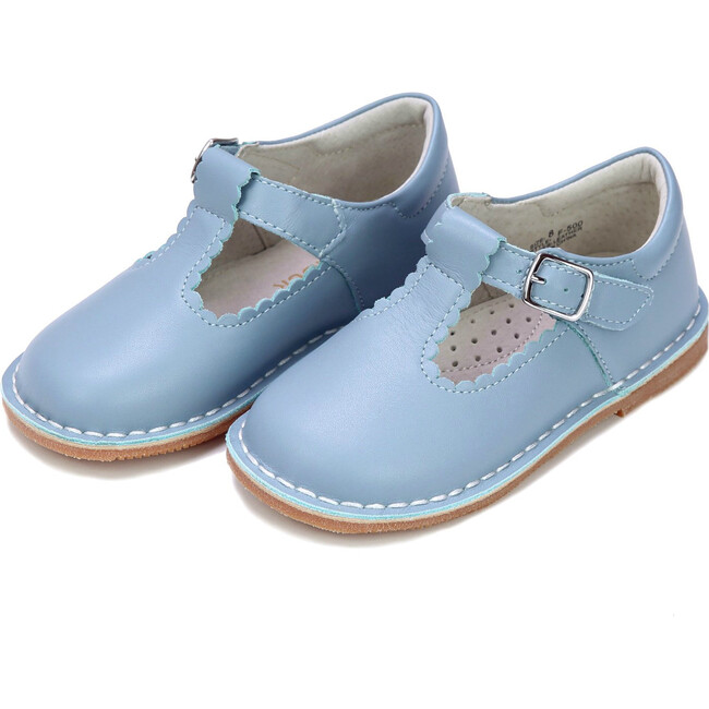 Selina Scalloped T-Strap Stitch Down Mary Jane, Dusty Blue