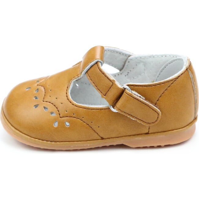 Baby Birdie Leather T-Strap Stitched Mary Jane, Mustard