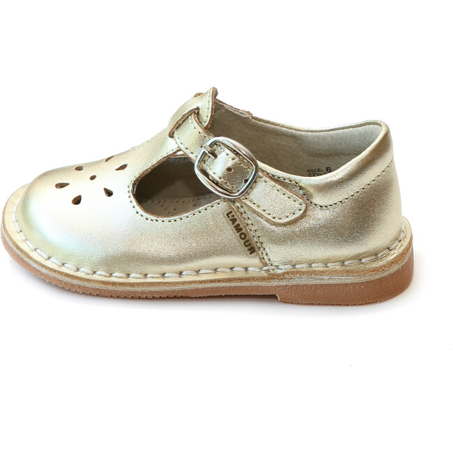 Joy Metallic Stitch Down Leather T-Strap Mary Jane, Gold - Mary Janes - 2