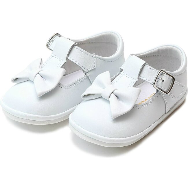 Minnie Bow Leather Mary Jane, White