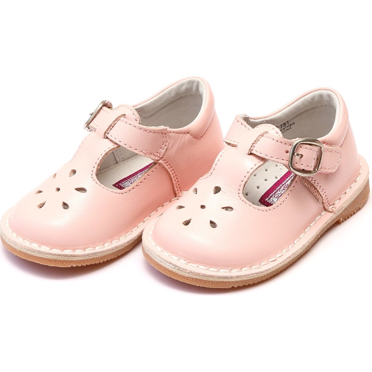 Joy Classic Leather Stitch Down T-Strap Mary Jane, Pink - L'Amour