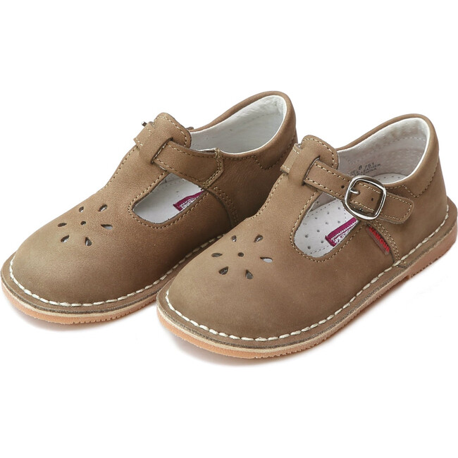 Joy Classic Nubuck Leather Stitch Down T-Strap Mary Jane, Khaki