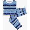 Hanukkah Fair Isle Bamboo Men's Pajama Set, Blue - Pajamas - 1 - thumbnail