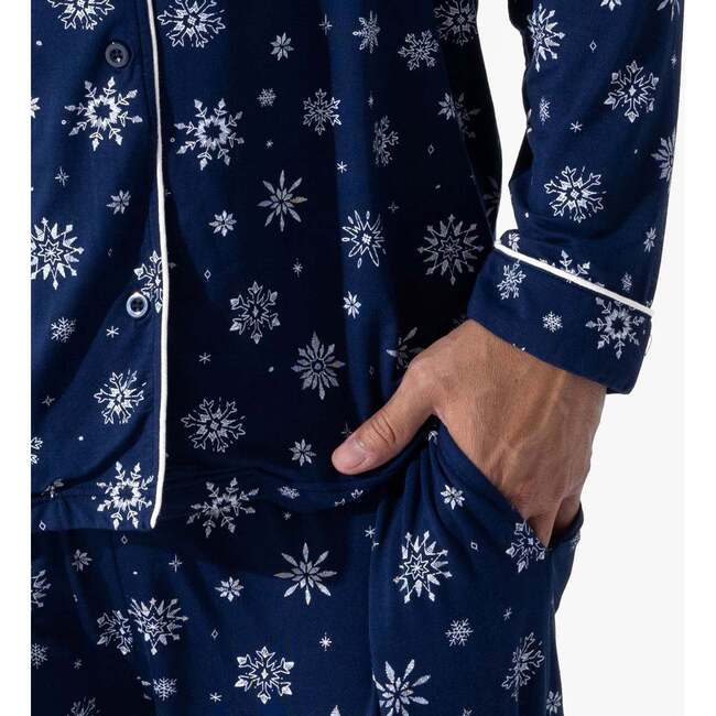 Snowflake Bamboo Men's Pajama Set, White - Pajamas - 3