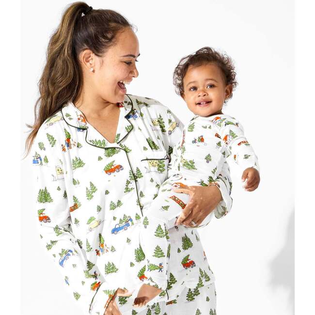 Christmas Tree Farm Bamboo Women's Pajama Set, White - Pajamas - 3