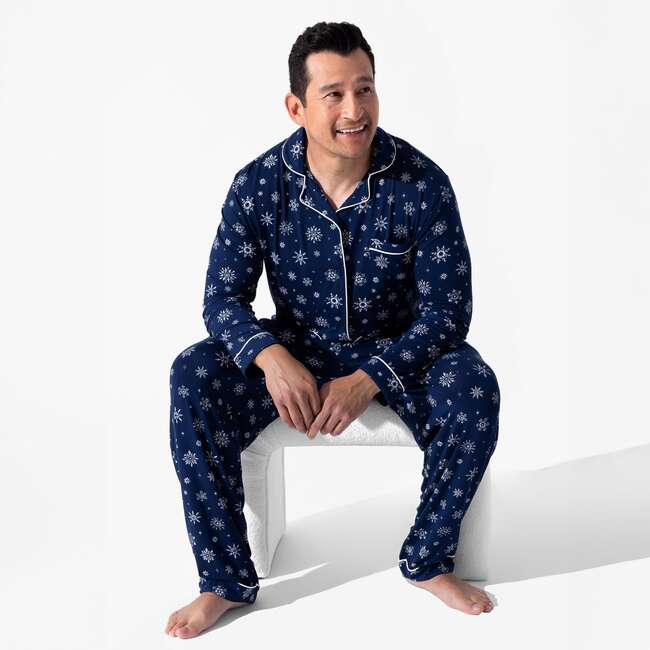 Snowflake Bamboo Men's Pajama Set, White - Pajamas - 5