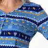 Hanukkah Fair Isle Bamboo Women's Pajama Set, Blue - Pajamas - 3