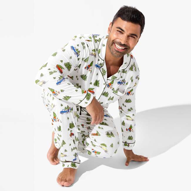 Christmas Tree Farm Bamboo Men's Pajama Set, White - Pajamas - 5