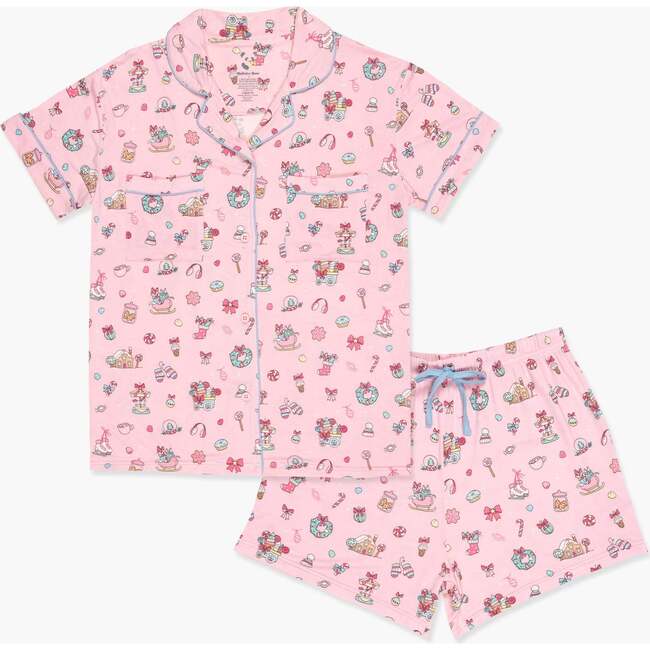 Candy Cane Lane Bamboo Women's Pajama Short Set, Pink