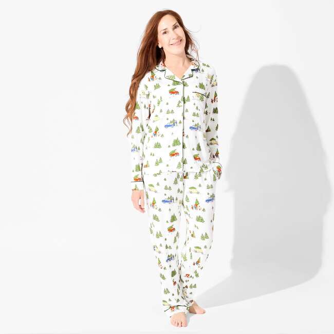 Christmas Tree Farm Bamboo Women's Pajama Set, White - Pajamas - 6