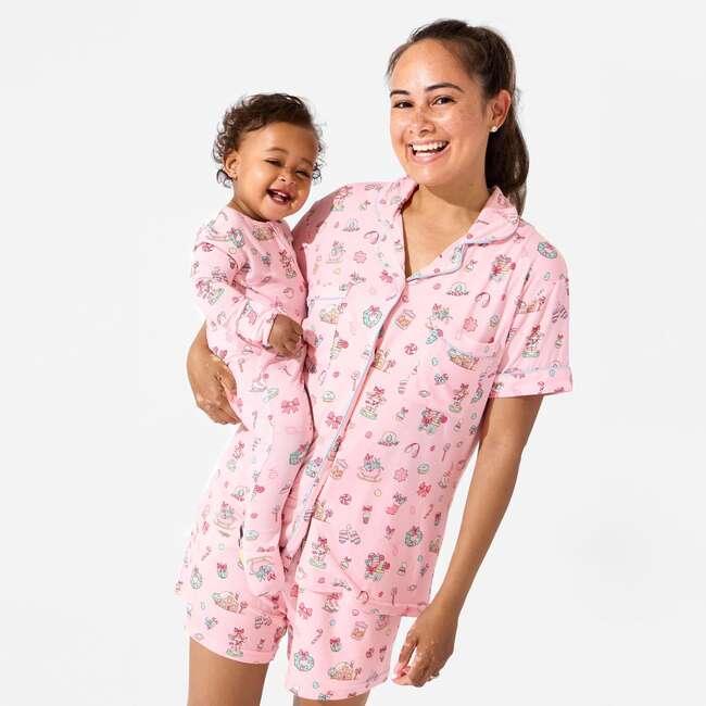 Candy Cane Lane Bamboo Women's Pajama Short Set, Pink - Pajamas - 4