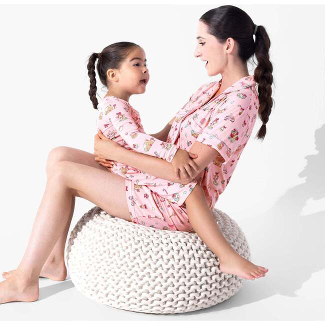 Candy Cane Lane Bamboo Women's Pajama Short Set, Pink - Pajamas - 5
