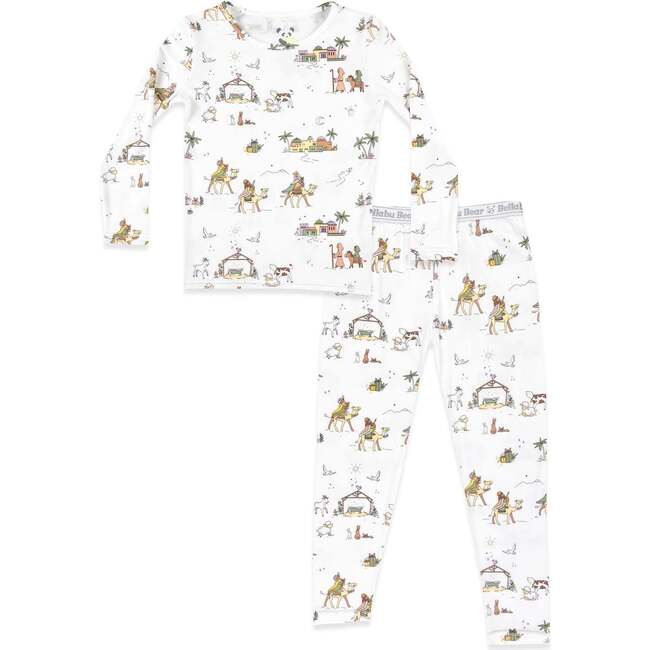 Yuletide Bamboo Kids Pajamas, White
