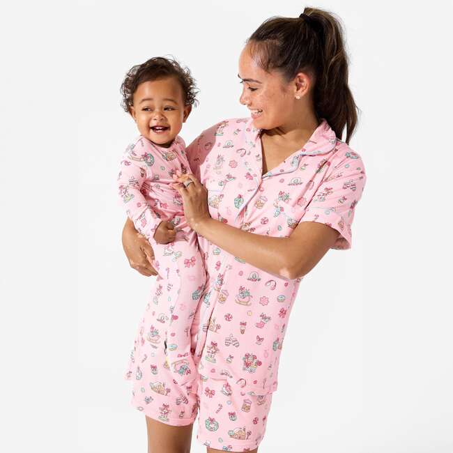 Candy Cane Lane Bamboo Women's Pajama Short Set, Pink - Pajamas - 6