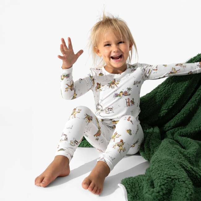 Yuletide Bamboo Kids Pajamas, White - Pajamas - 2