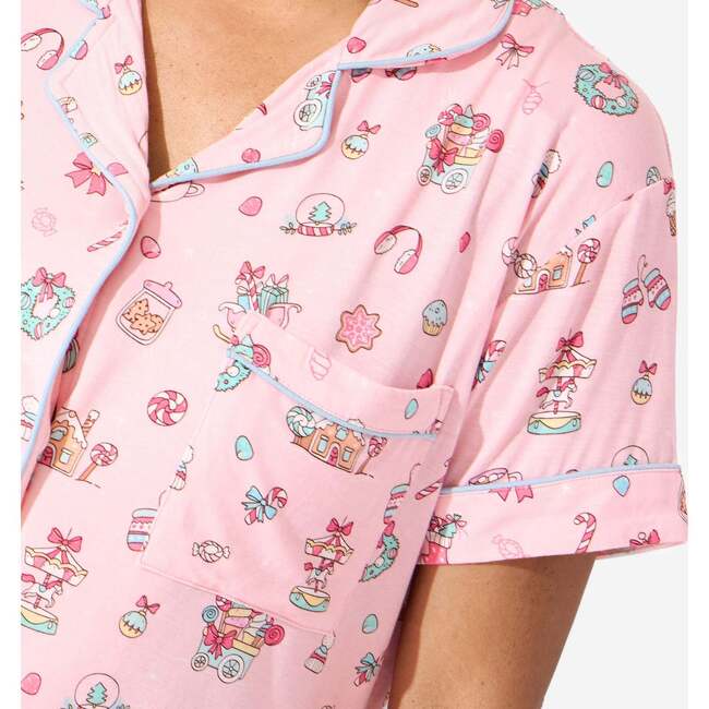 Candy Cane Lane Bamboo Women's Pajama Short Set, Pink - Pajamas - 7