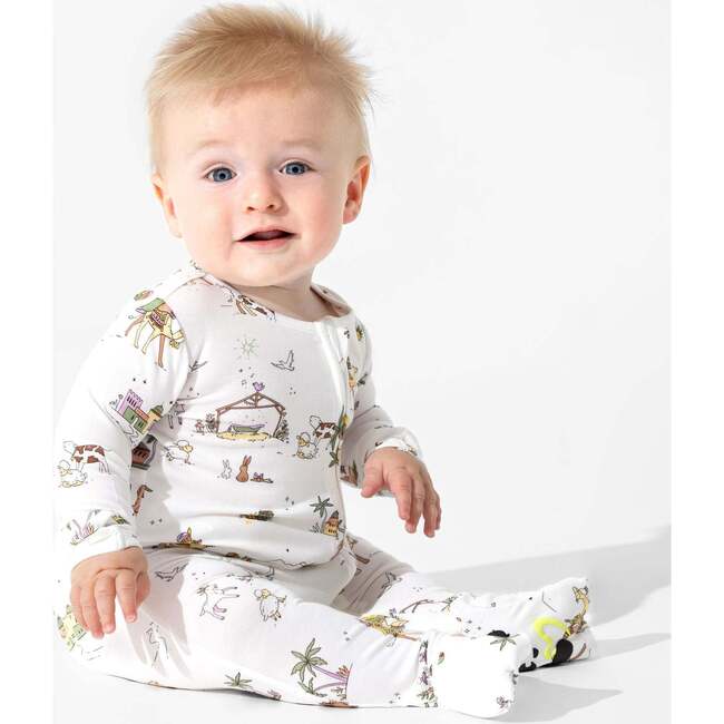 Yuletide Bamboo Convertible Footie, White - Footie Pajamas - 2