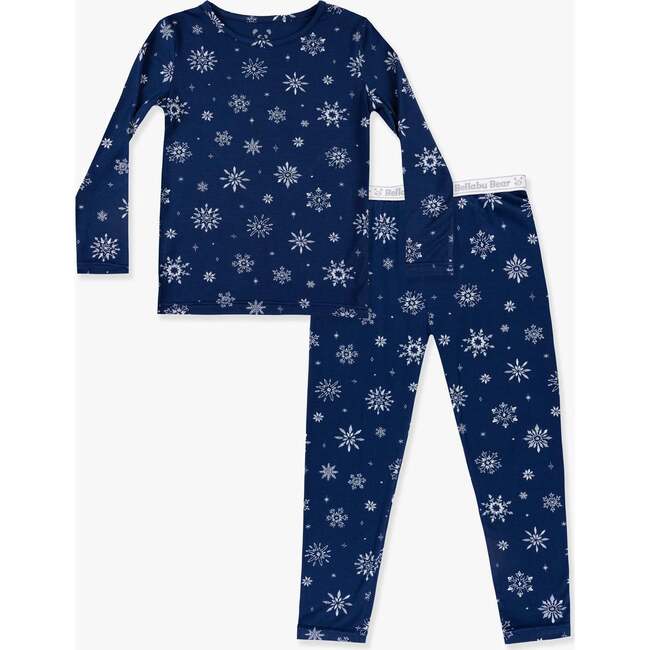 Snowflake Bamboo Kids Pajamas, Blue