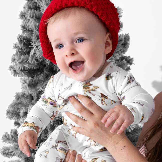 Yuletide Bamboo Convertible Footie, White - Footie Pajamas - 3