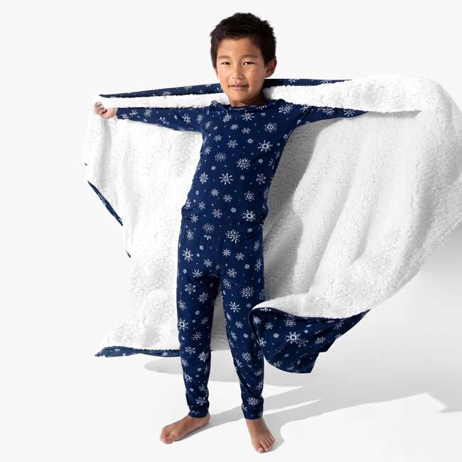 Snowflake Bamboo Kids Pajamas, Blue - Pajamas - 2