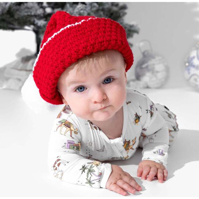 Yuletide Bamboo Convertible Footie, White - Footie Pajamas - 5