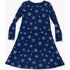 Snowflake Bamboo Girls' Long Sleeve Dress, Blue - Dresses - 1 - thumbnail