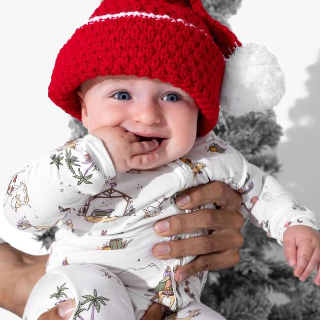 Yuletide Bamboo Convertible Footie, White - Footie Pajamas - 6
