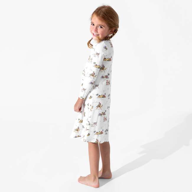 Yuletide Bamboo Girls' Long Sleeve Dress, White - Dresses - 7