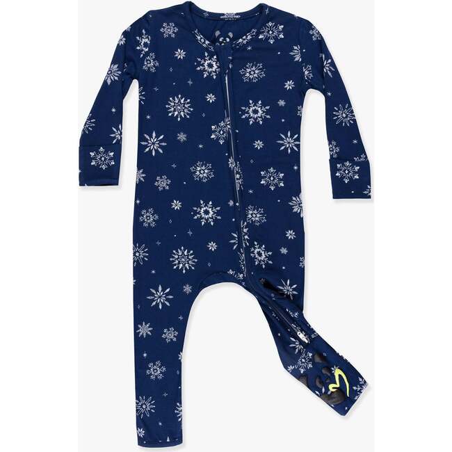 Snowflake Bamboo Convertible Footie, Blue
